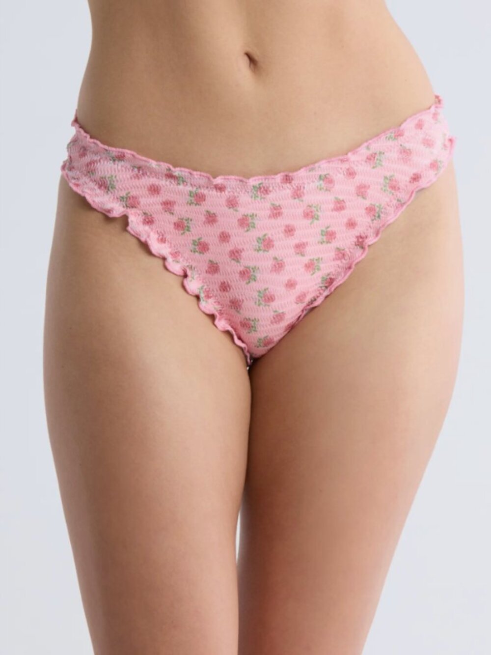 NWT Dippin Daisys June Floral Ruffle Bikini Bottoms Small Pink